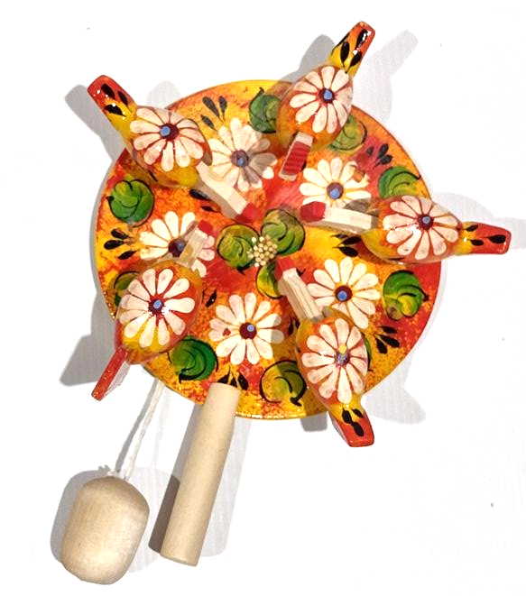 Bogorodsky Toy - Pecking Hens, sunshine Hens & Daisies