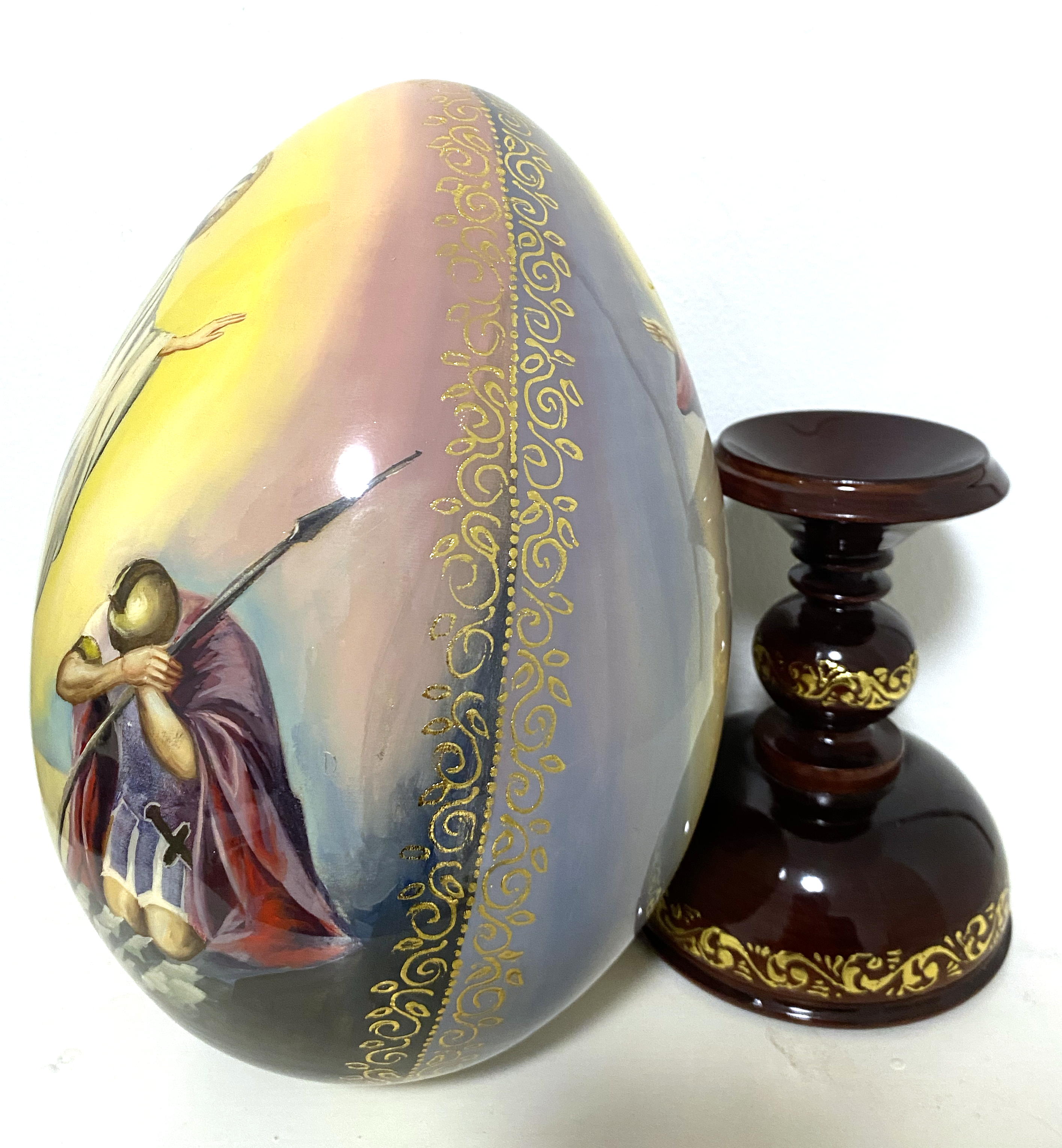 Wooden Egg Icon - Double sided Christ by Sergei Ryabov