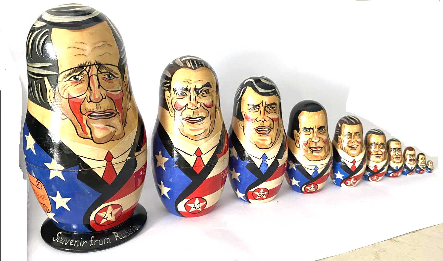 American President Matryoshka from 1992 George HW Bush to Washington - set of 10