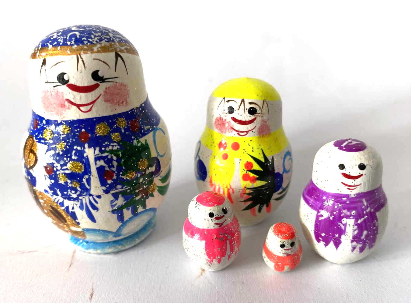Miniature Snowman Nesting Dolls – 5 Nested Set