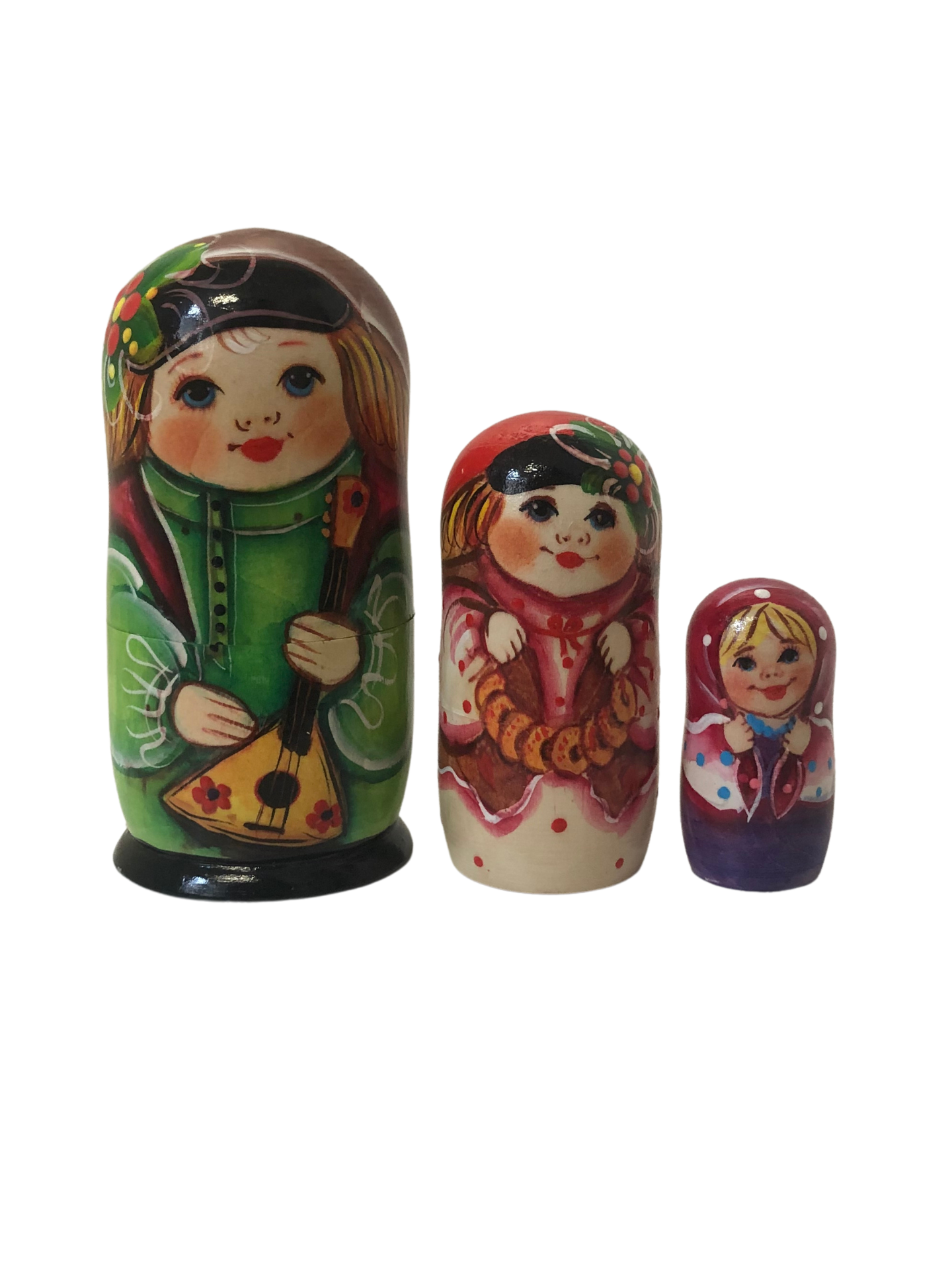 Boy & Girl Folk Musicians Nesting Dolls – 3 Nested Set