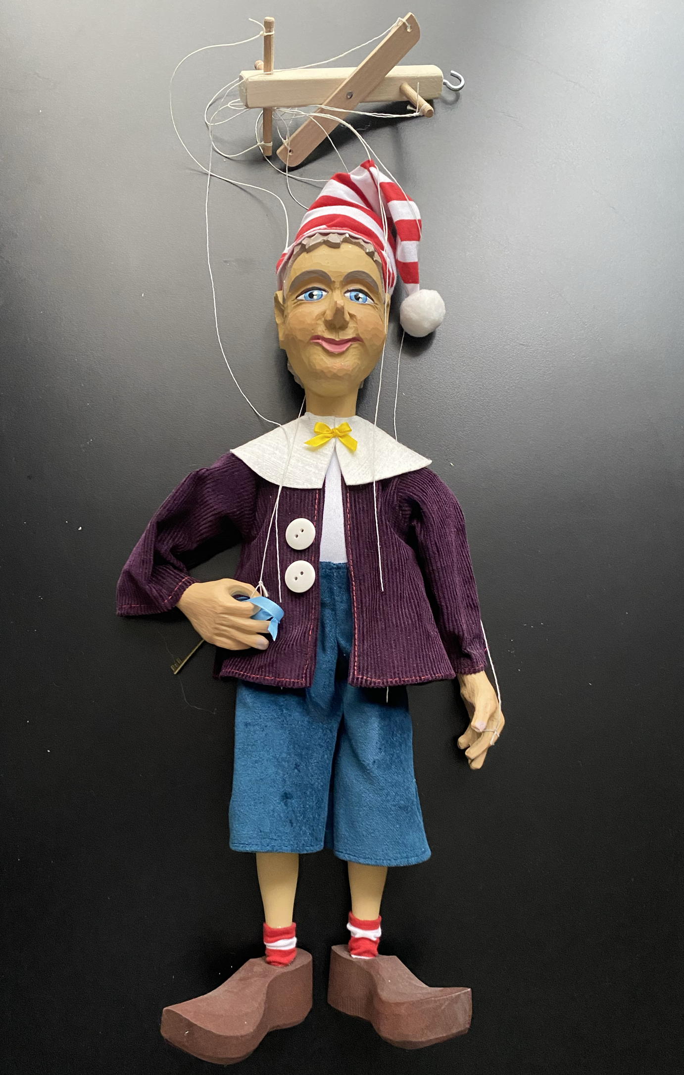 DAMAGED Czech Wooden Marionette  - Pinnochio (hand cut/carved)