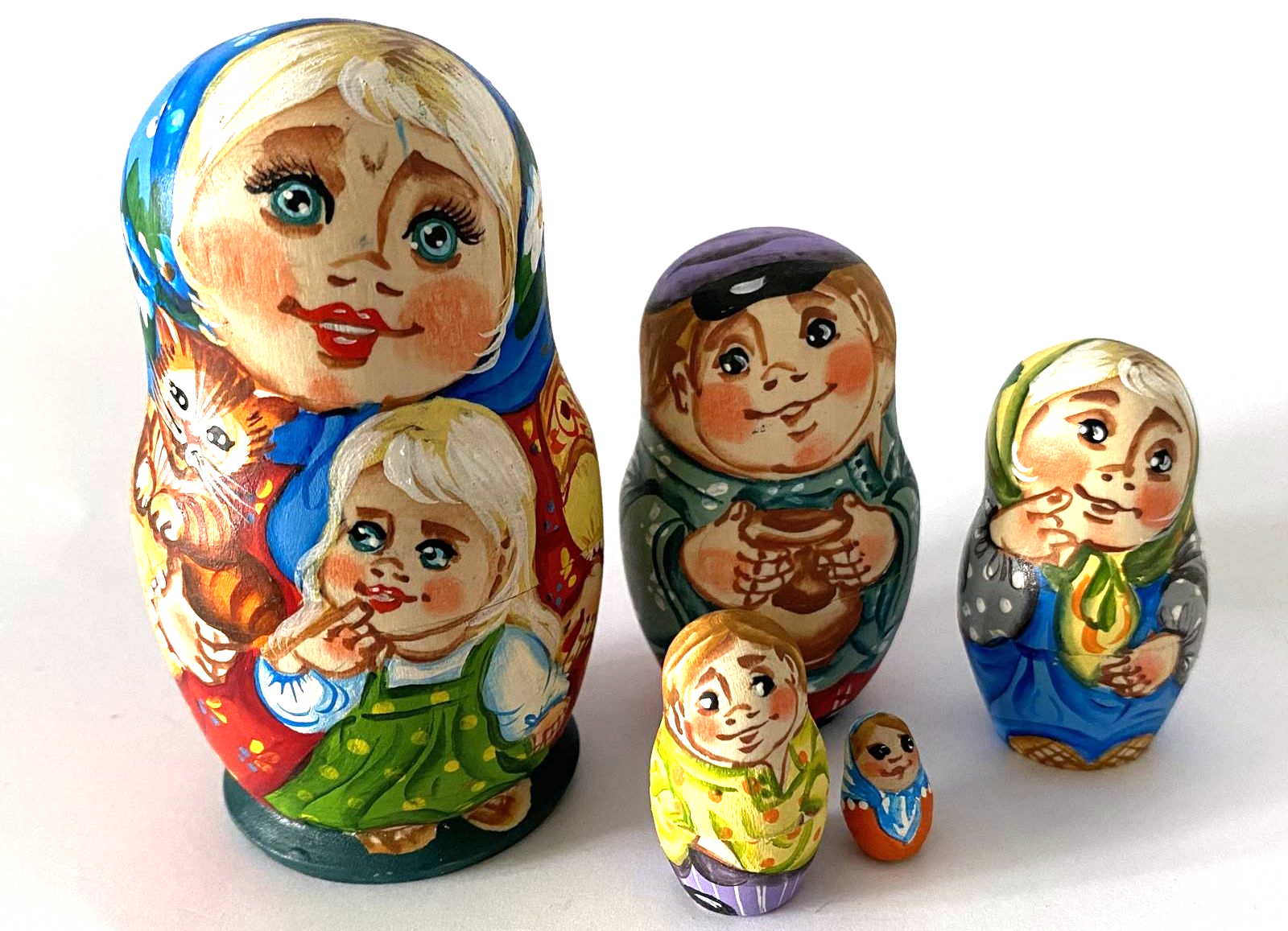 Artist Matryoshka – Everyday Characters by Tanya Morozova – 5 Nested Set – 90mm