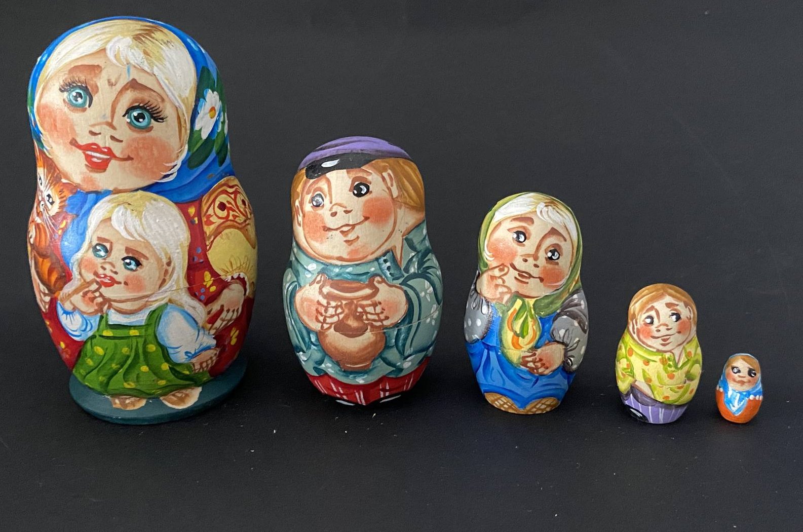 Artist Matryoshka – Everyday Characters by Tanya Morozova – 5 Nested Set – 90mm