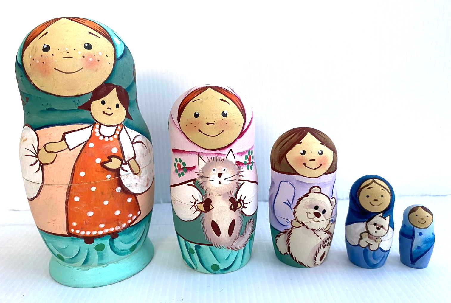 Belyakova Children & Pets Nesting Dolls - 5 Nested Set