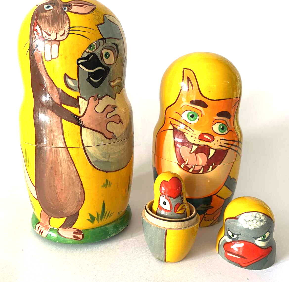 Russian Folk Tale Animal Characters Nesting Dolls - 4 Nested Set