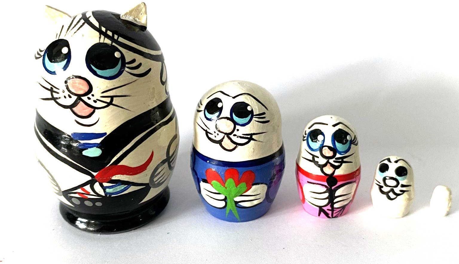 Miniature Ninja Cat Nesting Dolls – 5 Nested Set