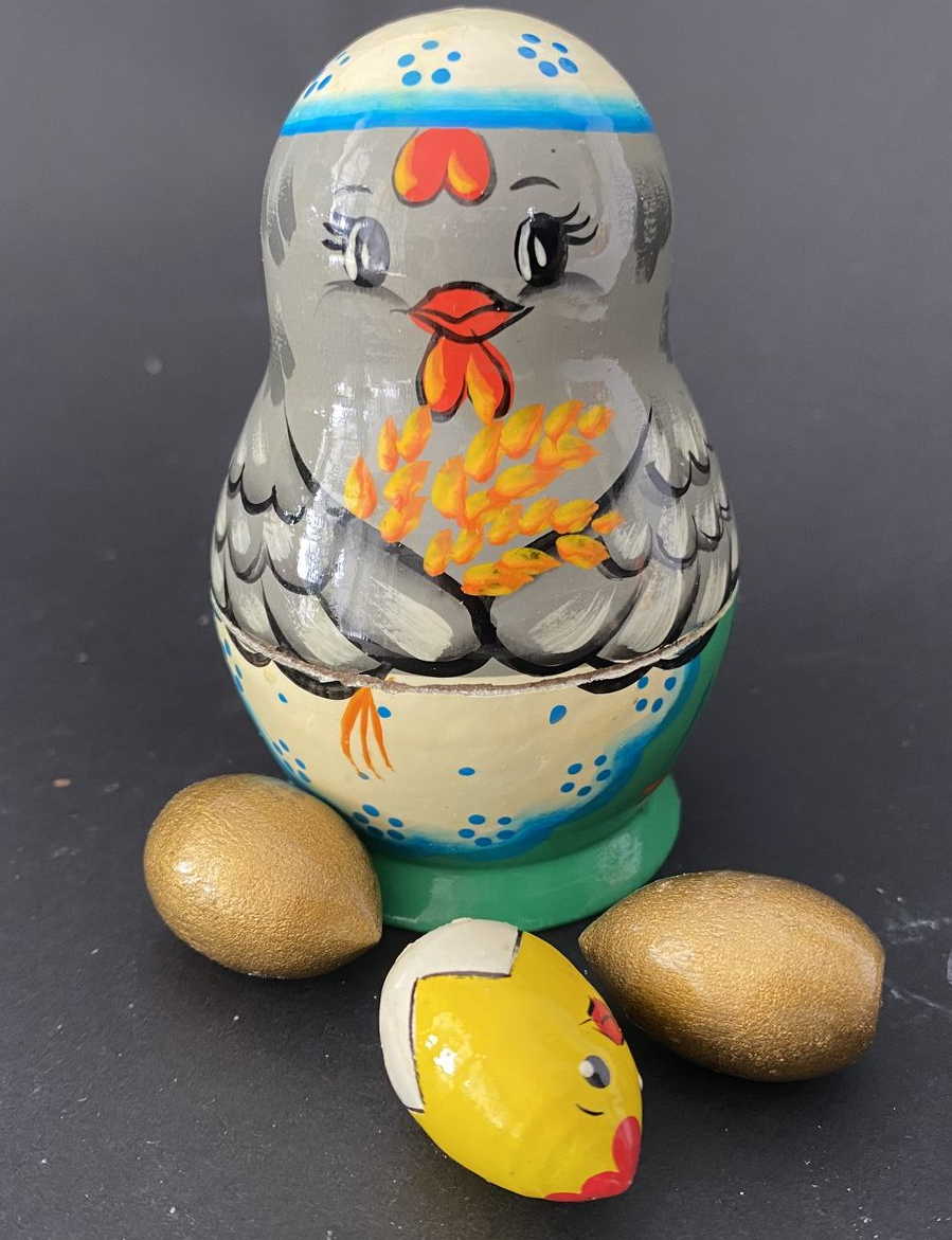 Hen & Eggs Nesting Doll with Eggs