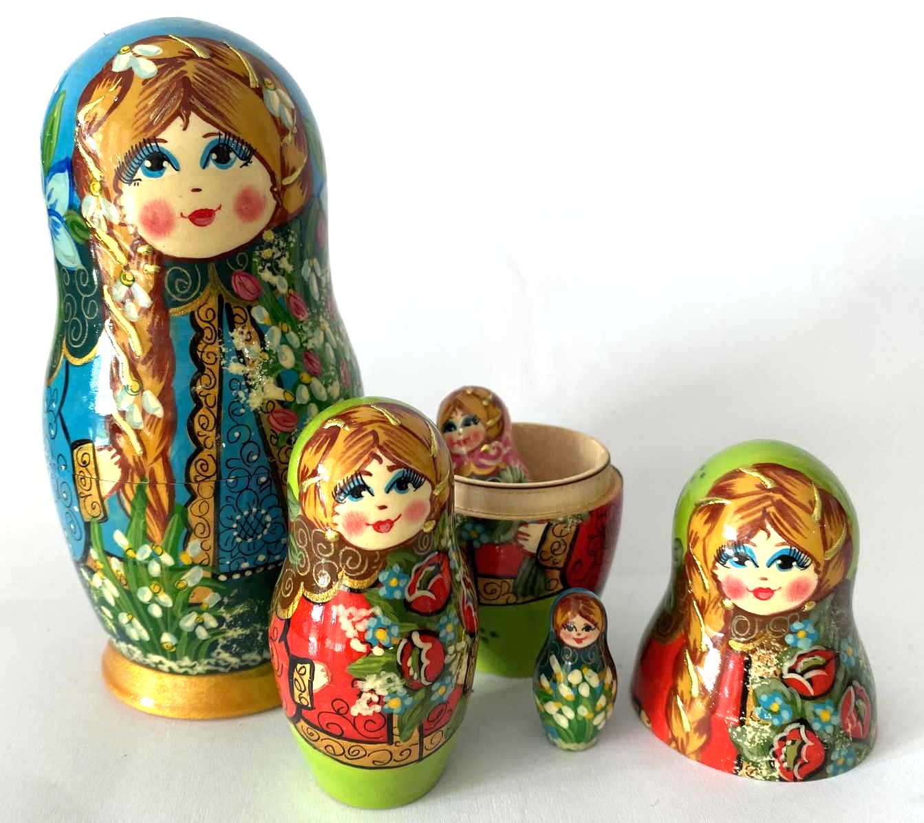 Svetik Spring Flowers Nesting Dolls - 5 Nested Set