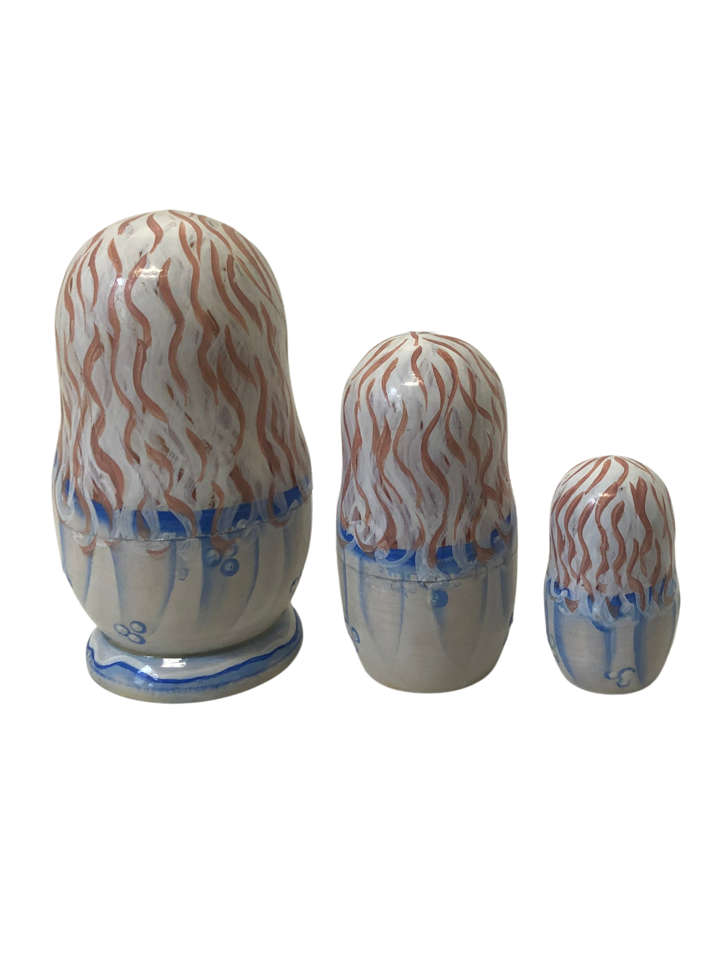 White and Blue Gzhel-Style Matryoshka – 3 Nested Set