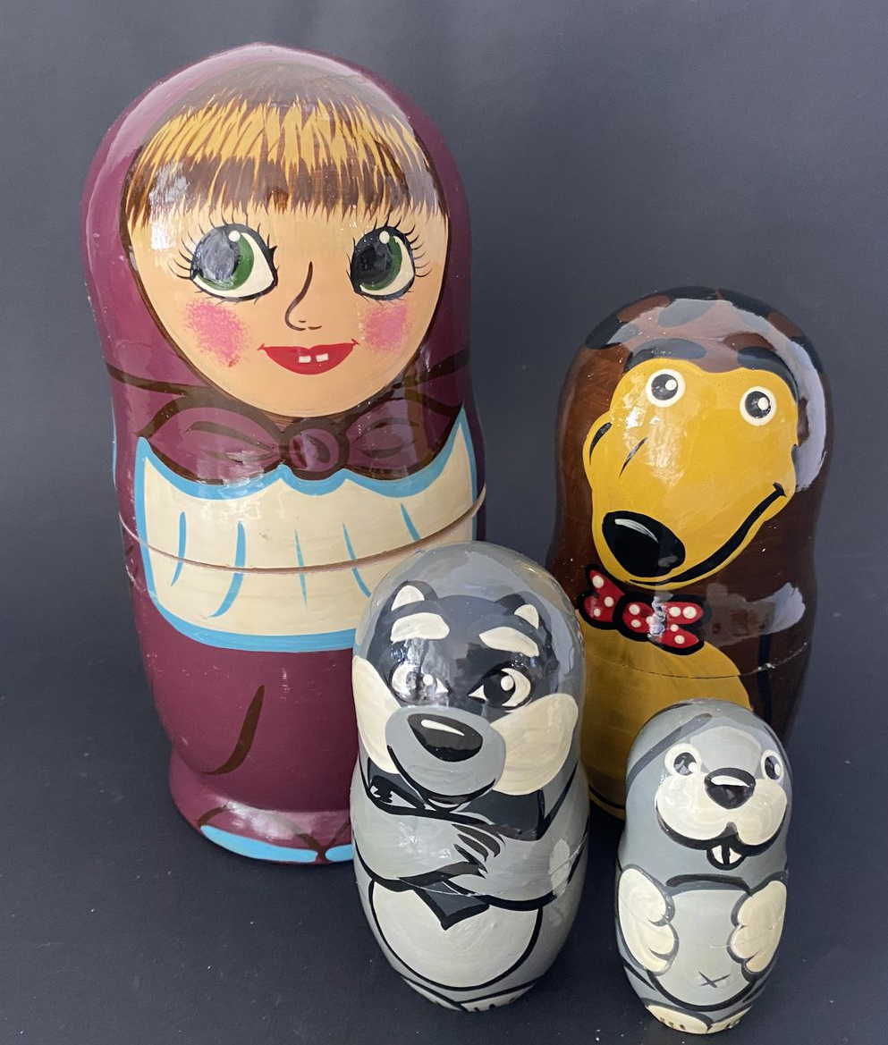 Маша и Медведь (Masha and the Bear) Nesting Dolls - 4 Nested Set