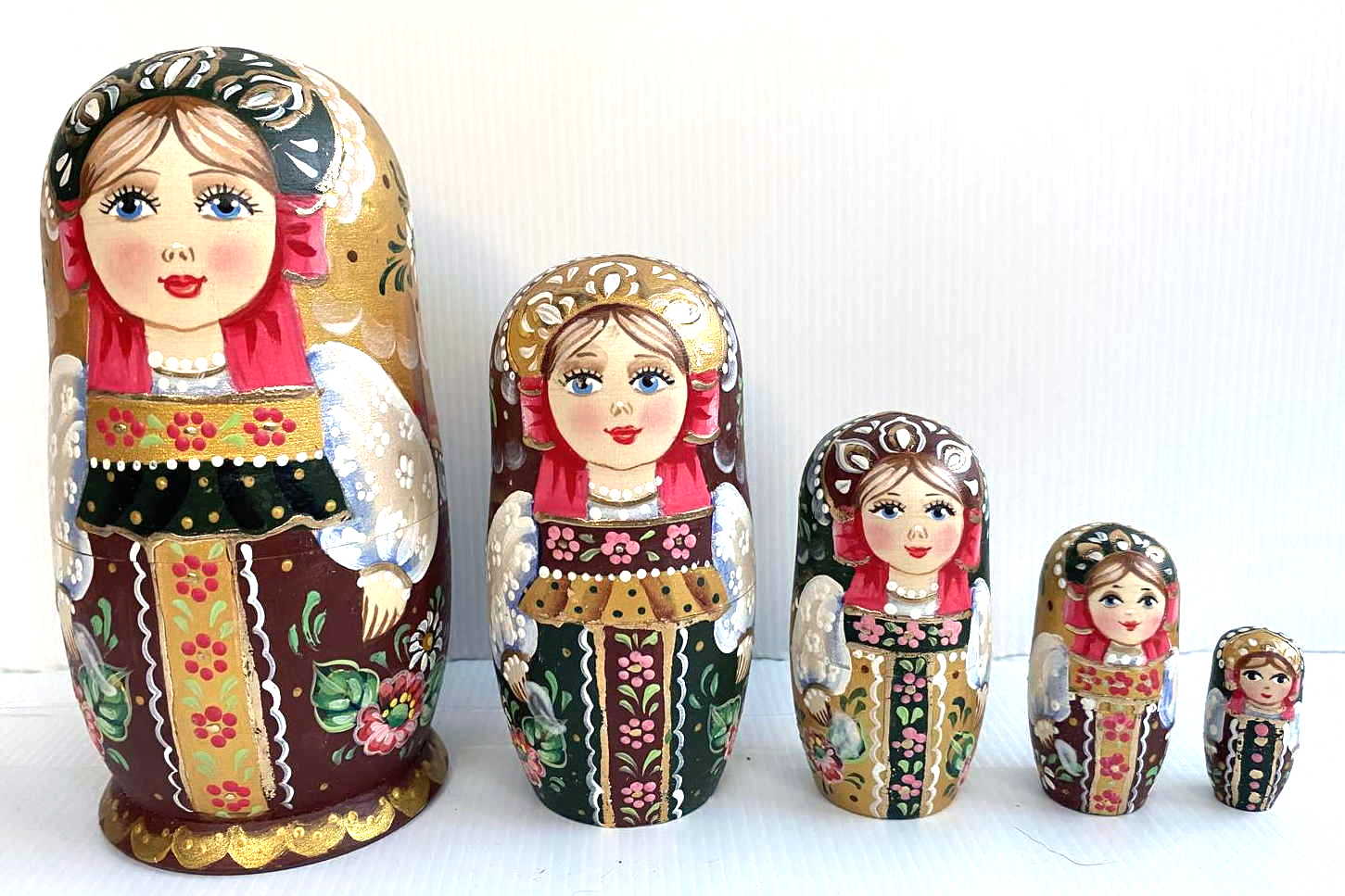 Morozova Traditional Folk Costume Nesting Dolls - 5 Nested Set