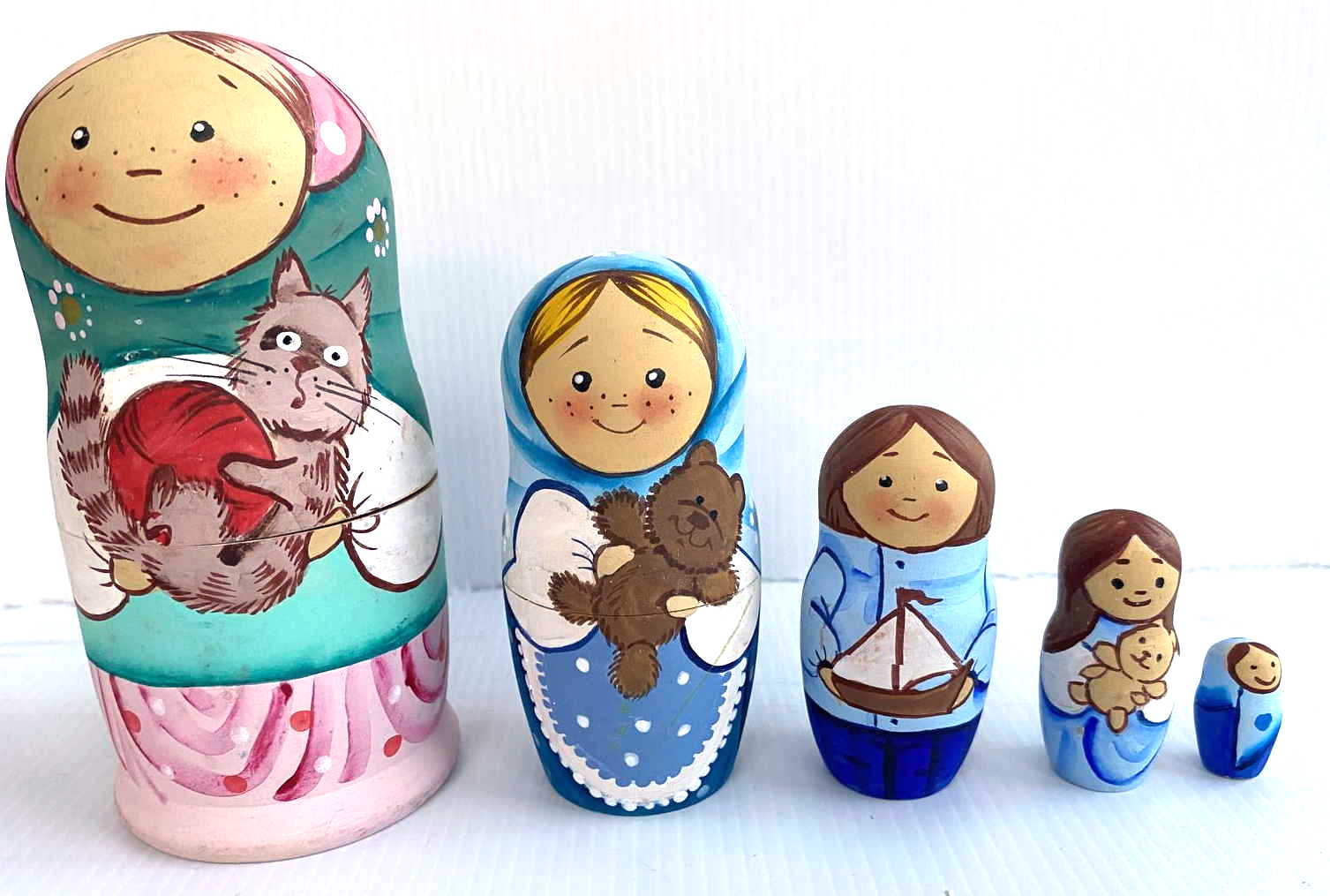 Belyakova Children & Pets Nesting Dolls - 5 Nested Set