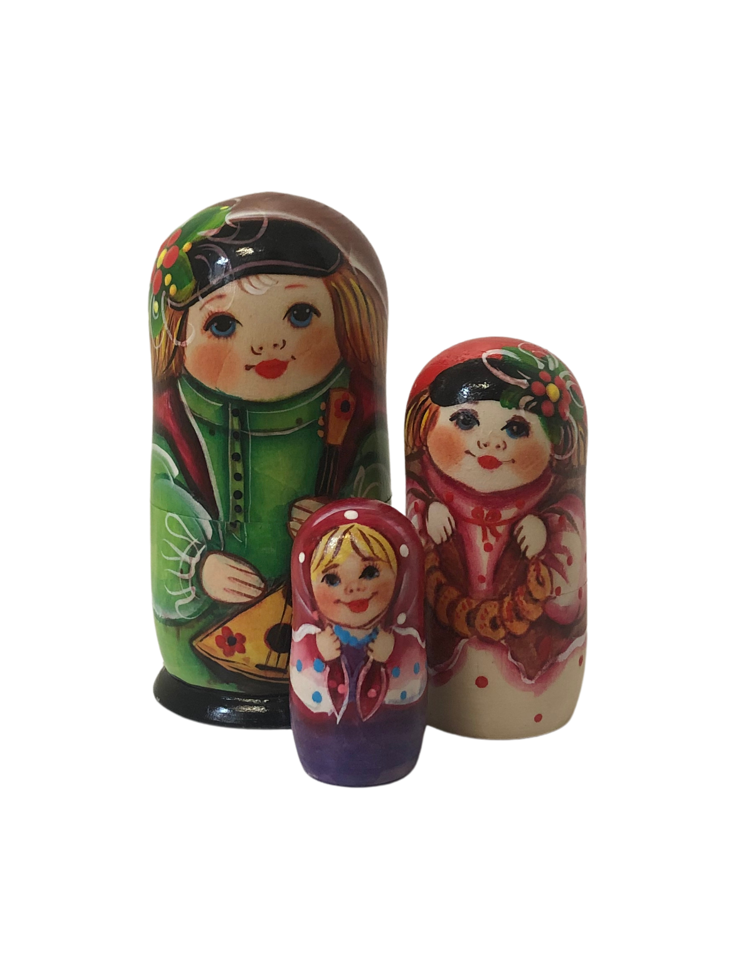 Boy & Girl Folk Musicians Nesting Dolls – 3 Nested Set