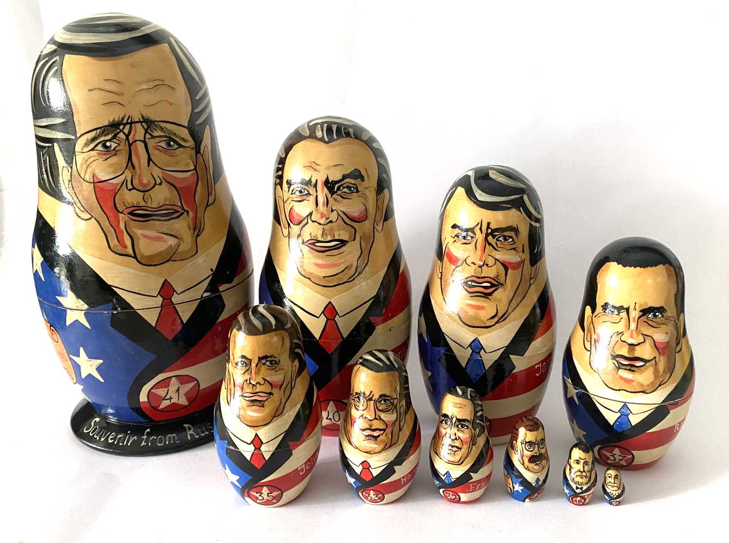 American President Matryoshka from 1992 George HW Bush to Washington - set of 10