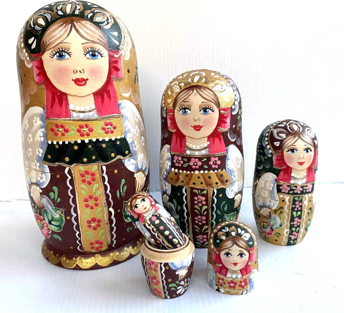 Morozova Traditional Folk Costume Nesting Dolls - 5 Nested Set