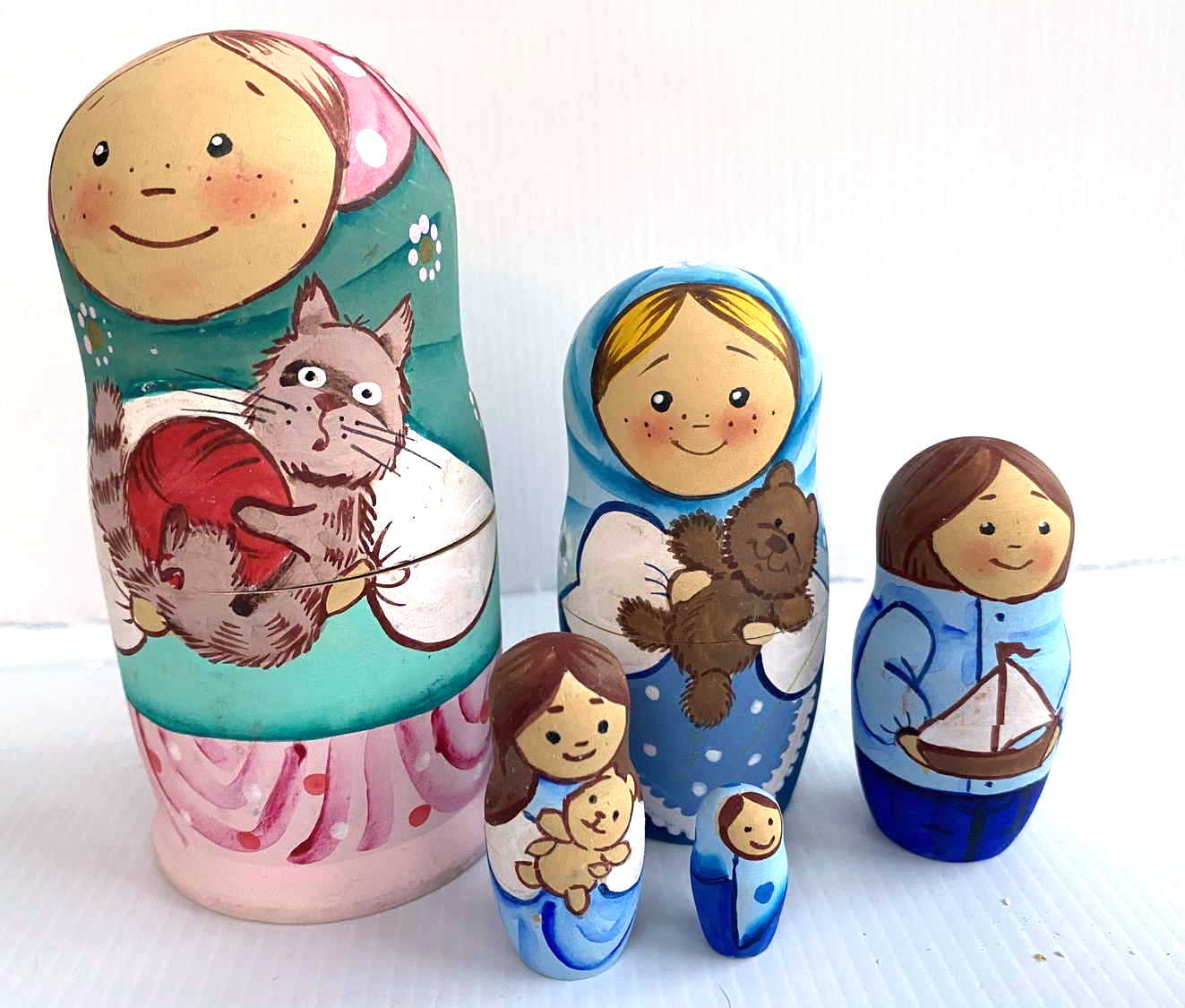 Belyakova Children & Pets Nesting Dolls - 5 Nested Set