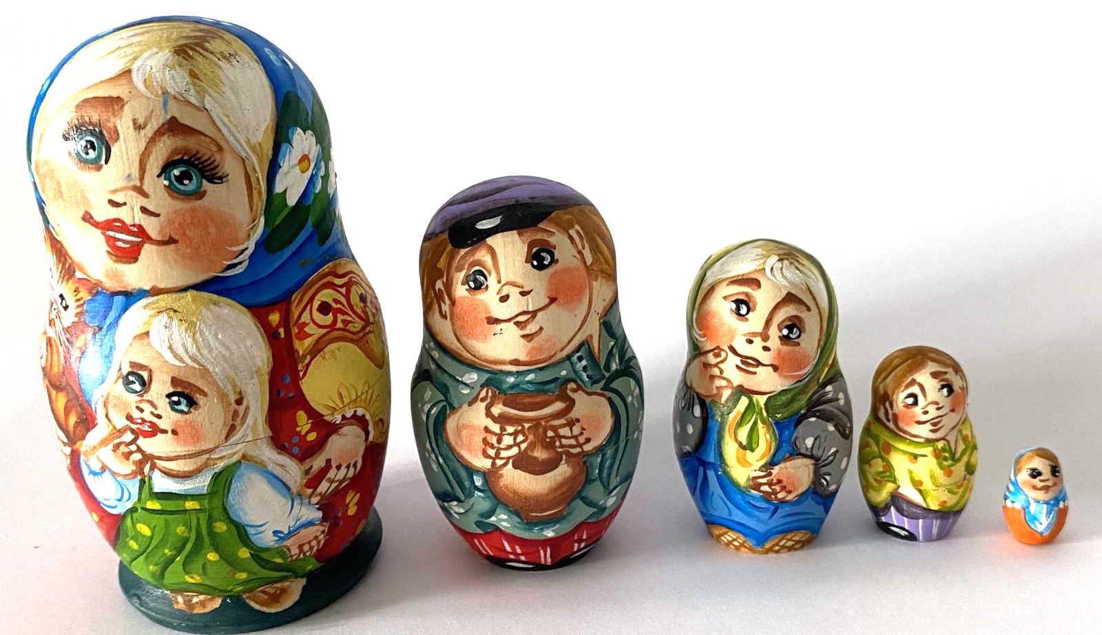 Artist Matryoshka – Everyday Characters by Tanya Morozova – 5 Nested Set – 90mm