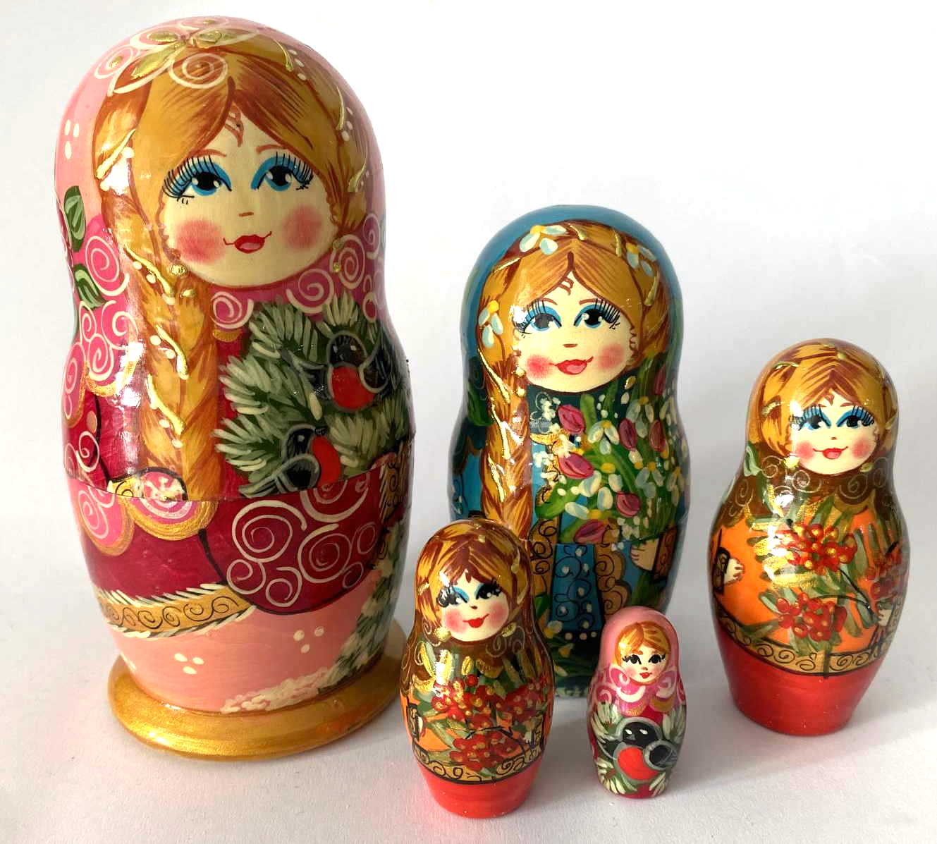 Svetik (Светик) Winter Forest Nesting Dolls - 5 Nested Set