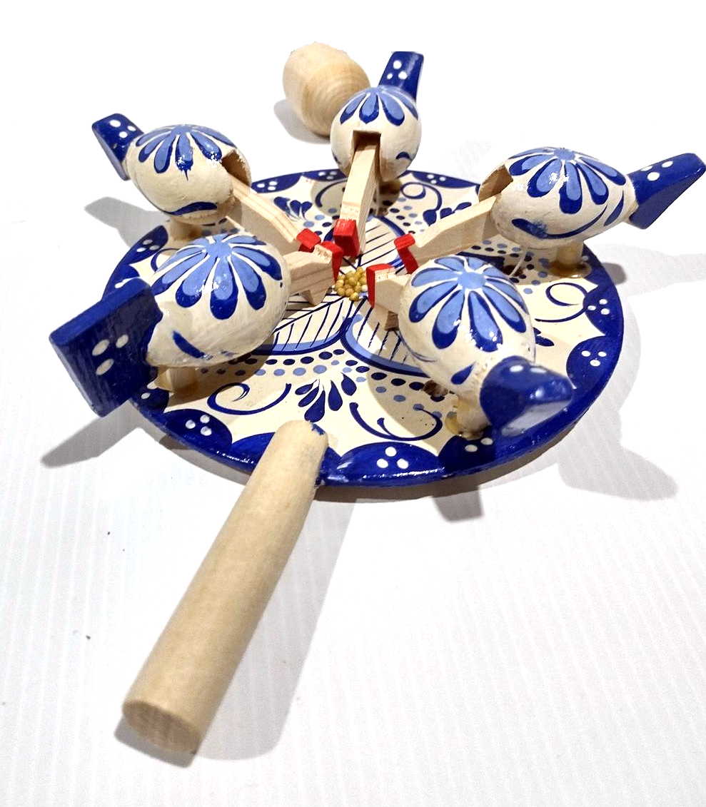 Bogorodsky Toy - Pecking Hens, Five Blue & White Hens