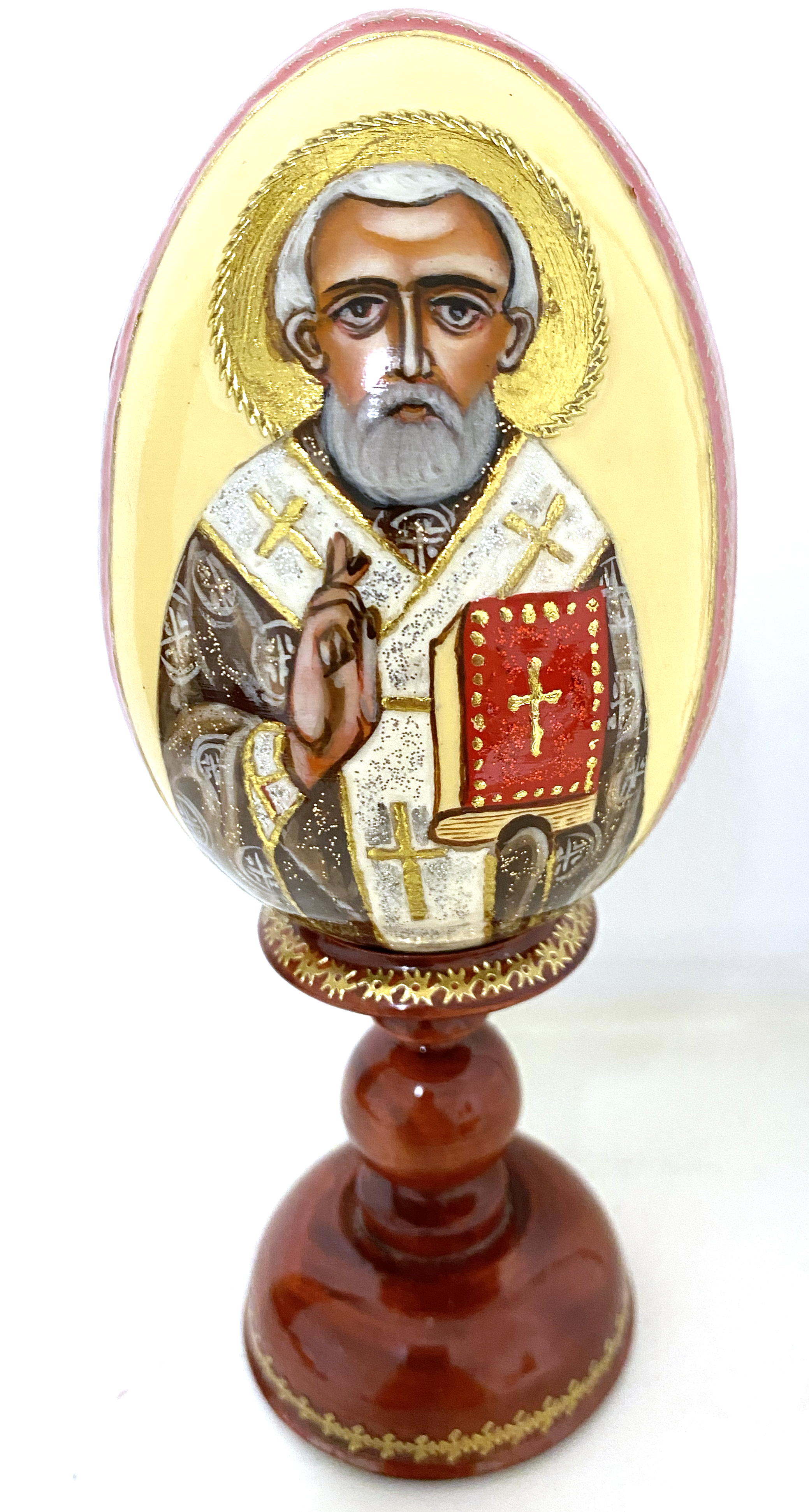 Wooden Egg Icon - Nikolai Chudotvorets by Novikov