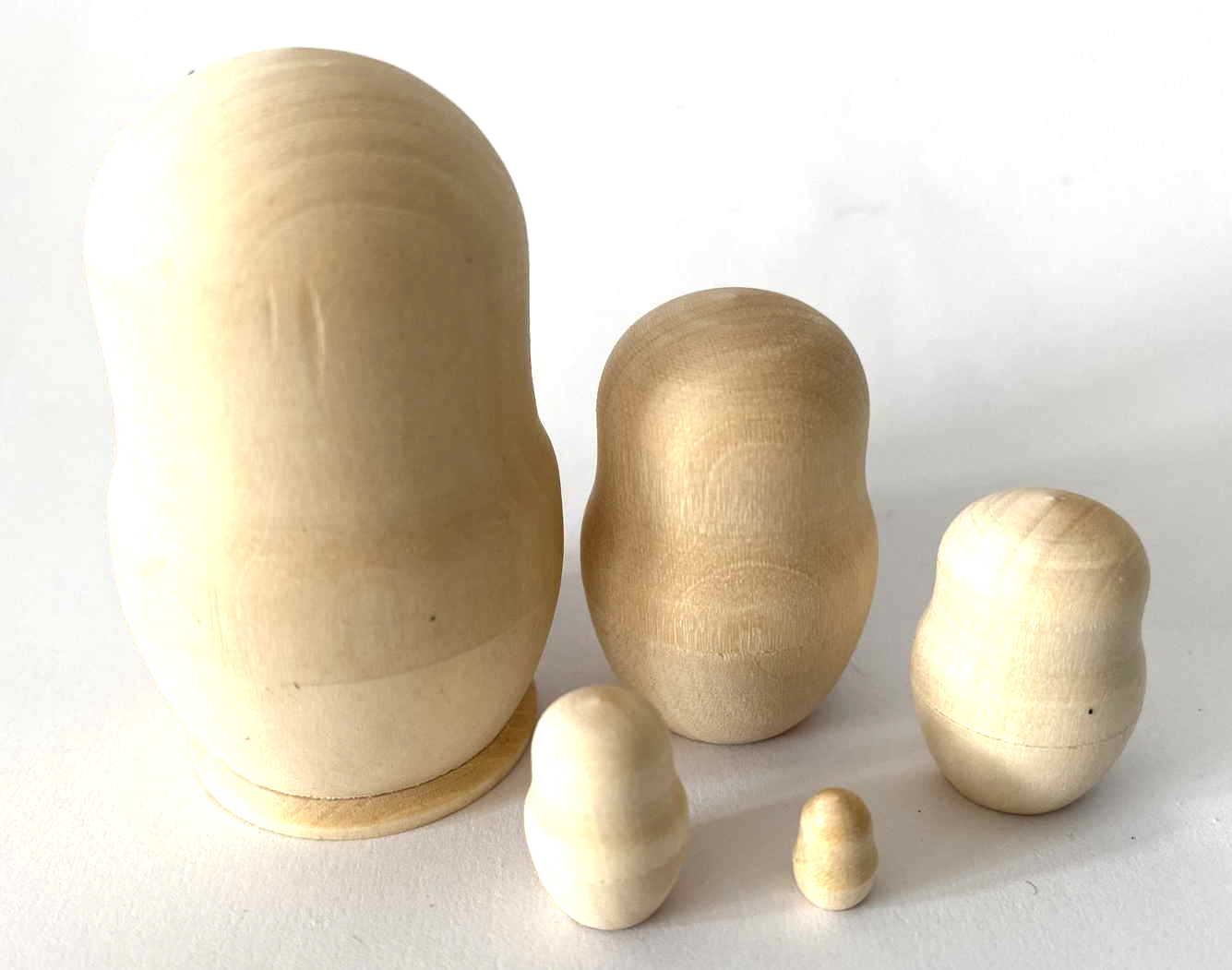 Blank Unpainted Nesting Dolls - 5 Nested Set (Miniature)
