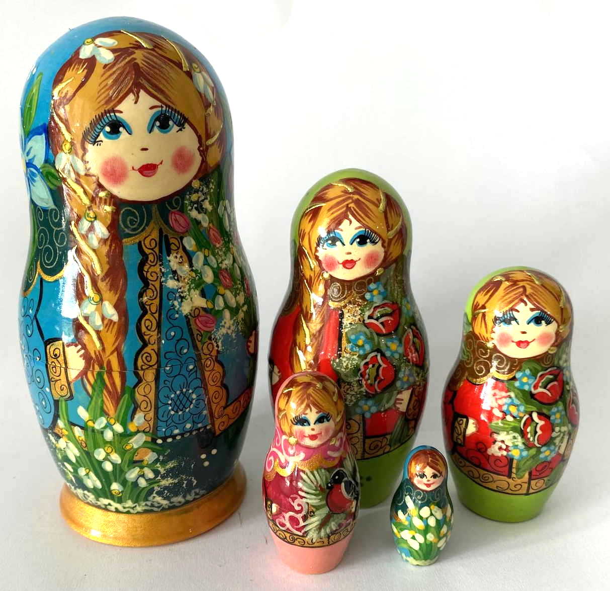Svetik Spring Flowers Nesting Dolls - 5 Nested Set