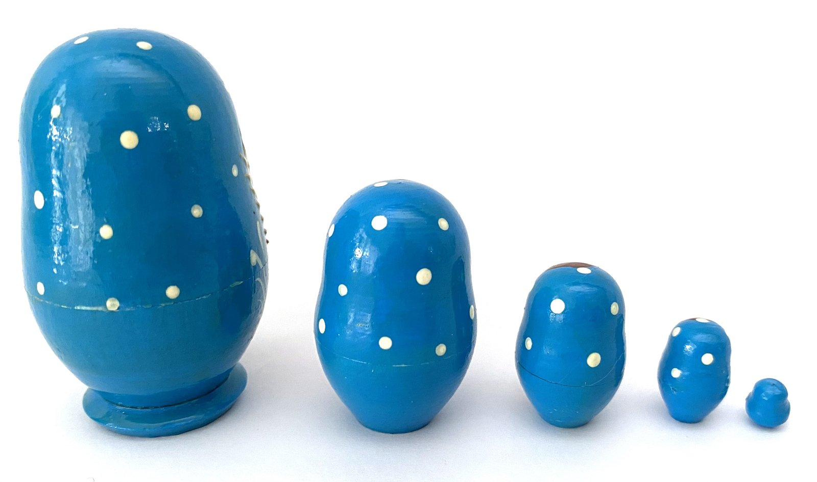 Miniature Blue Daisy Matryoshka – 5 Nested Set – 55mm