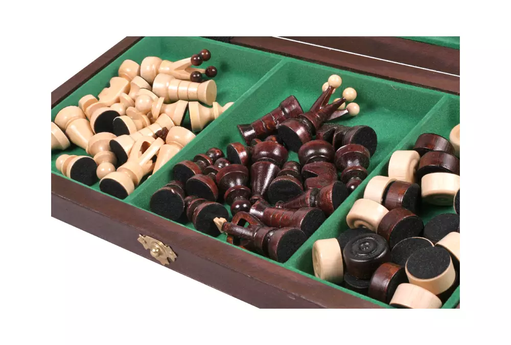 Handmade Wooden Combination Set – Chess & Draughts (Checkers)