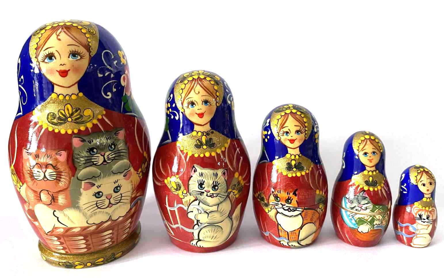 Cat Lover Matryoshka Nesting Dolls – 5 Nested Set
